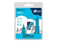 PNY Micro Attaché City Series - USB flash drive - 8 GB - USB 2.0 - blue