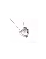 CZ-Accented Sterling Silver Heart Pendant Necklace - 18"