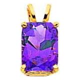 14K Yellow Gold Emerald Cut Amethyst Pendant Jewelry |A