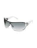 Gucci - Gucci Swarovski Crystal GG Logo Shield Wrap Sunglasses white/shaded grey