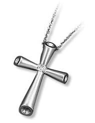 Modern Matte Finish Cross with Cubic Zirconium