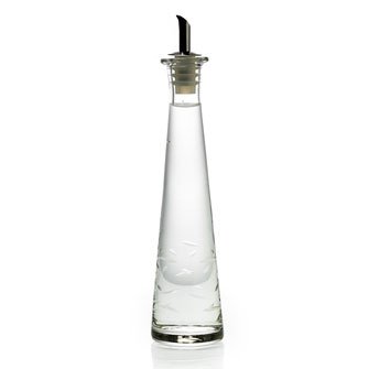 Etched Slender Oilive Oil or Vinegar Cruet with Spout