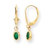 14k 6x4 Oval Bezel May/Emerald Leverback Earrings XBE101