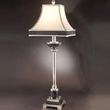 Dale Tiffany GB70426 West Bay Buffet Lamp - Nickel and Fabric Shade