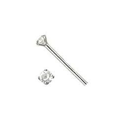 Sterling Silver Clear Stone Nose Stud - 1.5 mm Straight - Sold as a Pair