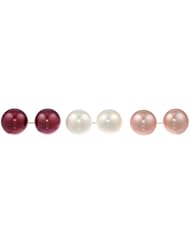 Honora Cherry, White and Rose Freshwater Cultured Pearl Stud Earrings Set