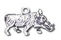 Wild Boar Solid Sterling Silver Charm Approximately 5/8" Across