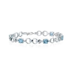 0.01 Ct Diamond and 2 2 5 Cts Aquamarine Bracelet in 14K White Gold by