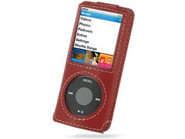 PDAIR レザーケース for iPod nano(4th gen.) ネックストラップ付 スリーブタイプ レッド PALCIPDN4NS/RD