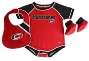 Carolina Hurricanes 3pc Creeper Onesie, Bib, Booties Set 6 9 Month Baby Infant