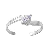 Sterling Silver Fashion Toe Ring - Lavender CZ - 2mm Band Width