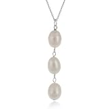 Sterling Silver Baroque Freshwater Cultured White Pearl Drop Pendant
