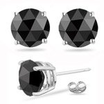 21bh DkpwPL. SL160  5.00 Cts Round Rose Cut Black Diamond Stud Earrings in Platinum
