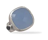 Faceted Chalcedony and Iolite Ring