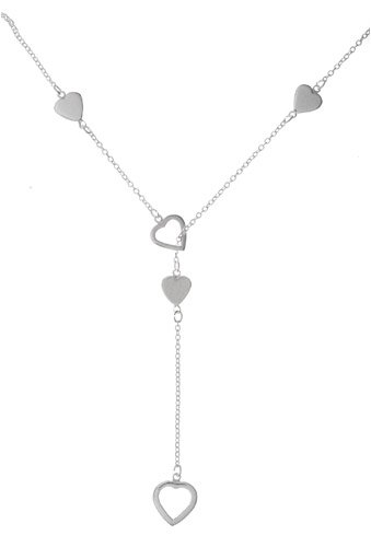 Sterling Silver Open Heart Lariat Necklace 16in + 2in Extender