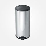 Polished Stainless Steel Body Round Step Can with Plastic Lid - 30L
