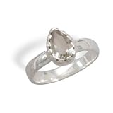 Sterling Silver Pear Shape Green Amethyst Ring
