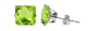 Nickel Free 3mm Princes Cut Peridot Cubic Zirconia .925 Sterling Silver Post Stud Earrings