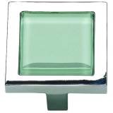 Atlas Homewares 230-GR/CH 1-3/4-Inch Spa Green Square Knob, Polished Chrome