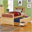 IMAGE OF Twin Atlantic Furniture Mate's Storage Bed with 3 Drawer Trundle in Natural Maple