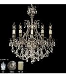 American Brass and Crystal CH9640-A-02G-ST Chateau 5 Light Single Tier Chandelier in Antique Black Glossy with Clear Precision Pendalogue crystal American Brass and Crystal CH9640-A-02G-ST Chateau 5 Light Single Tier Chandelier in Antique Black Glossy with Clear Precision Pendalogue crystal