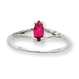 14k White Gold Ruby Birthstone Ring - Size 6 - JewelryWeb
