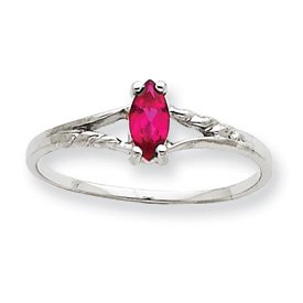 14k White Gold Ruby Birthstone Ring - Size 6 - JewelryWeb