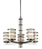 Forecast F154062NV Hollywood Hills 5 Light Single Tier Chandelier in Metallic Silver with Etched White Opal glass