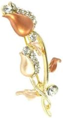 Lady Rhinestone Accent Pink Flower Design Dress Adornment Pin Brooch Broach