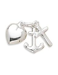 Sterling Silver Faith Hope Love Charity Cross Anchor Heart Religious Charm