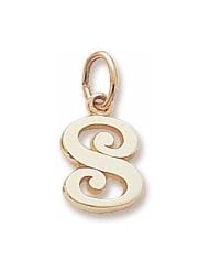 Rembrandt Charms, Letter S Charm in Solid Sterling Silver or Gold