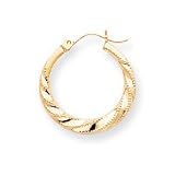 Sardelli - 14k Swirl with Bead Design Hoop Earrings