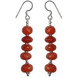 Dangle Earrings in Sterling Silver & Carnelian Gemstone 2 "