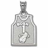 Chris Bosh Miami Heat 5/8" "Bosh" #1 Jersey Pendant - Sterling Silver Jewelry