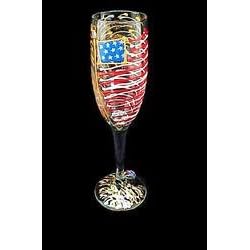 America s Flag Design - Hand Painted - Flute - 6 oz. by BELLISSIMO!