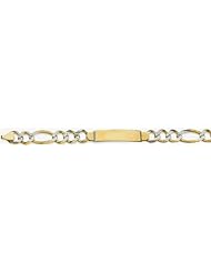11mm 14k White Pave Large Figaro ID Bracelet 8.5"