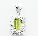 Sterling Silver Peridot & CZ (Cubic Zirconia) Pendant