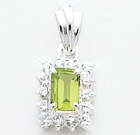 Sterling Silver Peridot & CZ (Cubic Zirconia) Pendant