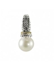 Sterling silver oxidized and 14K 8.5-9mm freshwater cultured pearl enhancer.