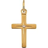 14K White Gold Children's Diamond Cross Pendant & Chain