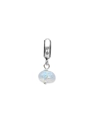 Silver Blue Hue Handmade Dichroic Glass Dangle Charm for 3mm Bracelets