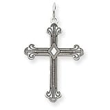 14k White Gold Laser Designed Cross Pendant