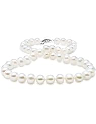 Genuine Freshwater White Pearl Necklace with a 14kt white gold clasp