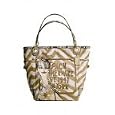 Coach Bag F14931-Zebra Straw XL Charm Brass Tote