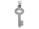 14K WHITE GOLD CHARM PENDANT W/DIAMONDS - KEY