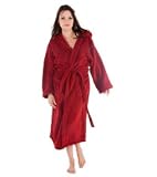 Produkt-Bild: Bademantel / Saunamantel mit Kapuze aus Microfaser Coralfleece f&uuml;r Damen & Herren, Florida M Chili
