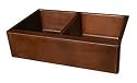 Copper Kitchen Sink - Farmhouse, Smooth Apron, Double Bowl - Handcrafted Metal