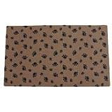 12 x 20 Tan Paws Print Cat Bowl Mat