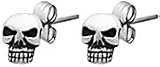 Skull Silver Tone Pewter Stud Earrings