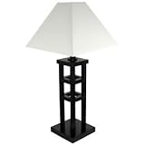 Great Deal Lowest Price Desk Bedside Reading - 27' Wood Frame Architectural Table Lamp & Shade - Blk